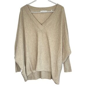 Sandro  Alpaca Wool Sweater Sz 1 Small Oversize Capsule  V Neck Dolman Coastal